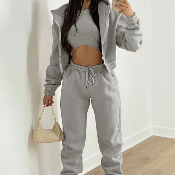 2026 European and American clothing Amazon fleece sweatshirt hooded sports fashion sweatshirt spring wear women's set of clothing - view 2 | Ciaura