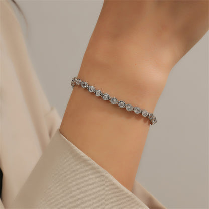 Best-selling classic over-set tennis ball necklace set with zircon, European and American hip-hop personalized jewelry, high-end hand accessory for women