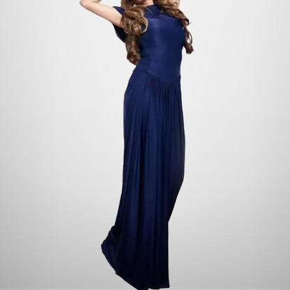 Amazon spring fashion cross-border new temperament elegant waist slimming pleated dress long dress
