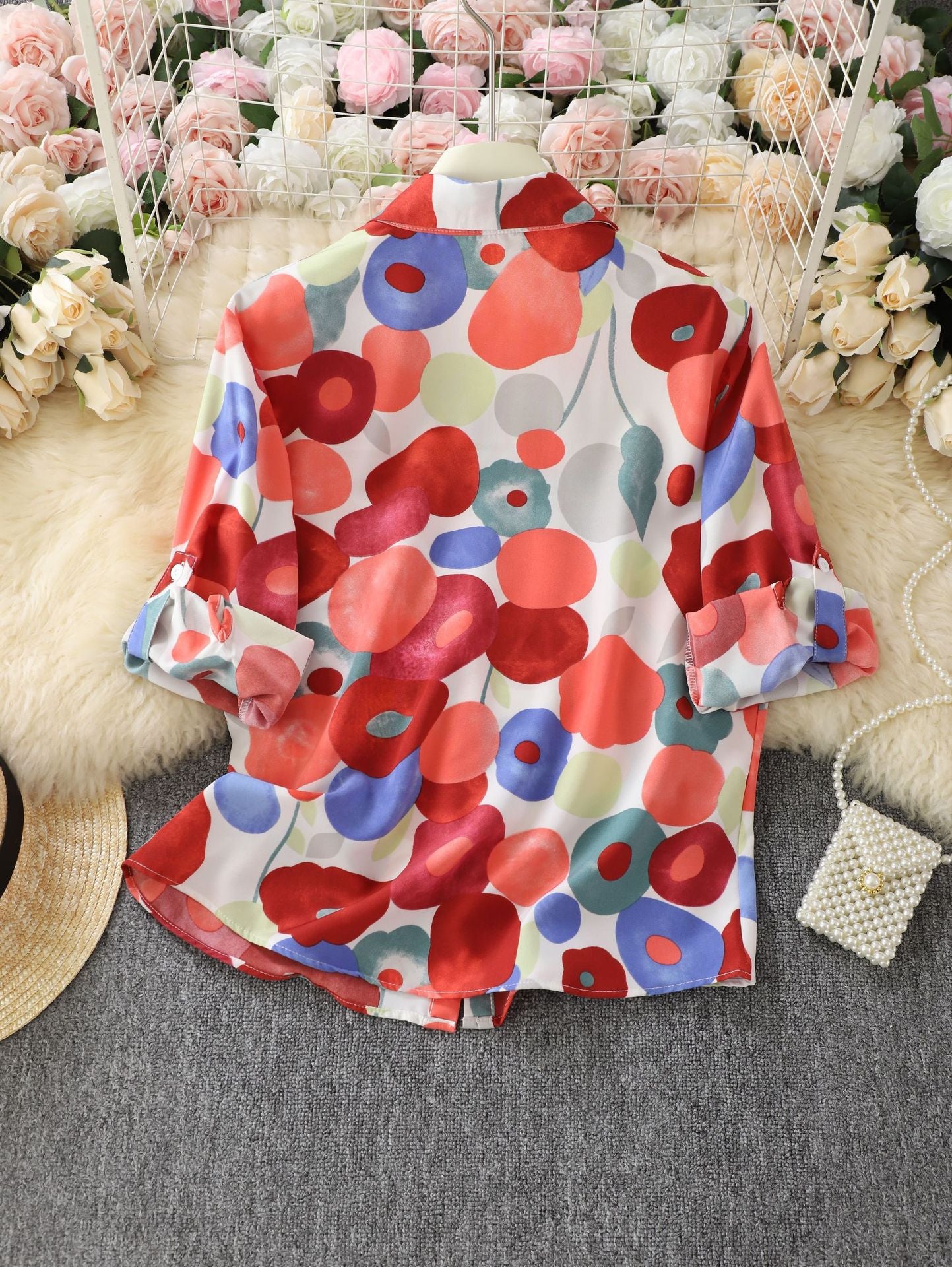 Cross-border Foreign Trade 2026 3D Digital Print Women's Fashion Long Sleeve Plus Size Shirt New Hot-Selling Floral Top