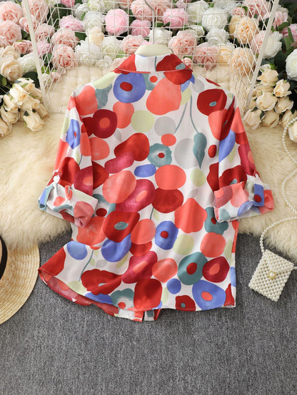 Cross-border Foreign Trade 2026 3D Digital Print Women's Fashion Long Sleeve Plus Size Shirt New Hot-Selling Floral Top