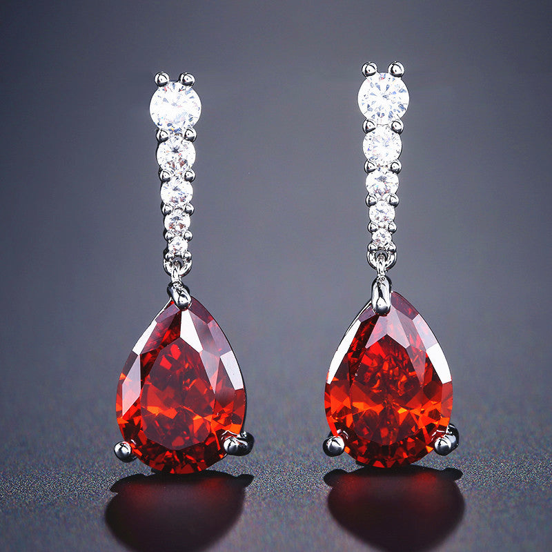 The beauty of simplicity bridal zircon earrings ultra flash Korean high-end sense light luxury temperament wedding dress earrings wholesale