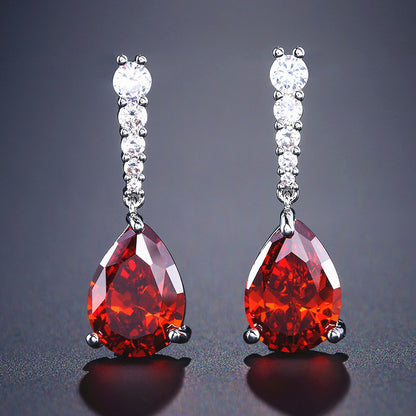 The beauty of simplicity bridal zircon earrings ultra flash Korean high-end sense light luxury temperament wedding dress earrings wholesale