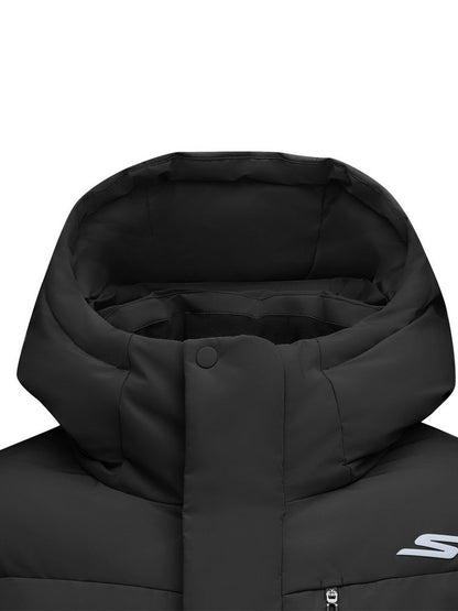 Skechers Men's Down Jacket 2025 Winter New Anti-Stain Woven Long Hooded Jacket P425M035-0018