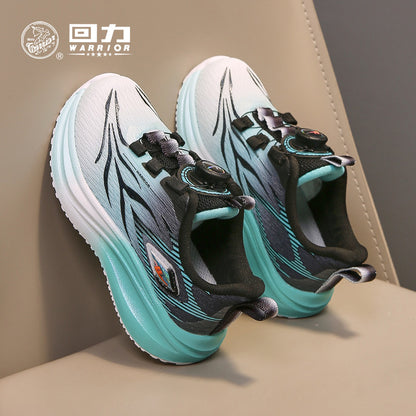 Pullback children's shoes, cool button shoes, autumn new men's and women's purple mesh breathable shoes, versatile athleisure shoes