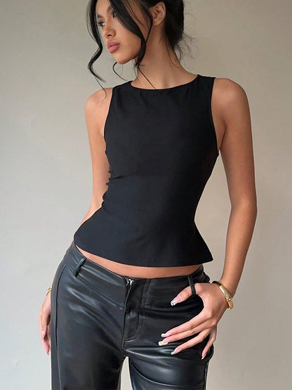 EurAm Chic Women’s 2025 Summer Stretch Slim Fit Vest Tank Top Sleeveless Ribbed Cami Shirt