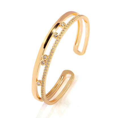 RAKOL Bracelet Women's Simple Fashion Electroplated Diamond Bracelet Versatile Student Couple ins Trendy Hand Jewelry