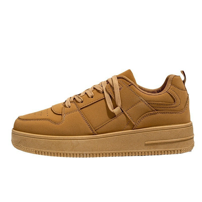 2026 Spring New Pure Black Men's Shoes: Versatile Thick-Soled Height-Increasing Casual Board Shoes, Youth Work Sports Trendy Shoes