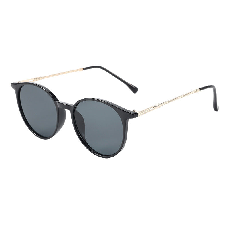 Leopard print round frame sunglasses for women, 2025 new high-end metal sunglasses, versatile personalized cross-border sunglasses for men