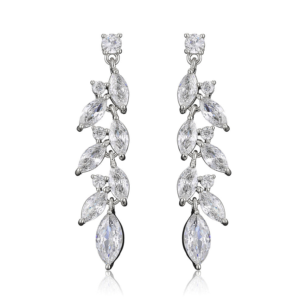 RAKOL European and American retro simple long fringed earrings feminine temperament light luxury slightly zircon bridal wedding earrings