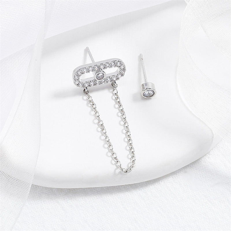 RAKOL Cross-border European and American style light luxury chain earrings for women simple and fashionable zirconia paper clip stud earrings for women