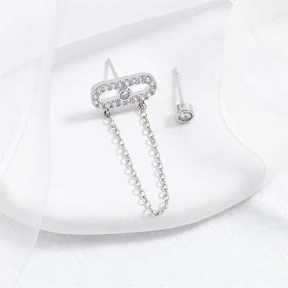 RAKOL Cross-border European and American style light luxury chain earrings for women simple and fashionable zirconia paper clip stud earrings for women