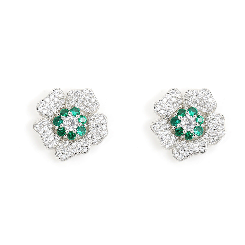 European and American new best-selling women's earrings, AliExpress bestseller flower fashion creative women's earrings and rings two-piece set