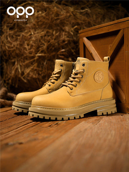 OPP Martin boots men's winter 2026 new British style high-top retro height-increasing outdoor sports workwear rhubarb boots