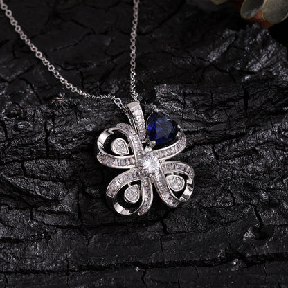 The new Baojiayong blooming flower bracelet plated with 18K gold floral blue diamond-set simple and sophisticated fashion women's set