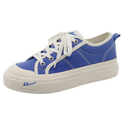 Pullback low-top solid color canvas shoes, Korean version student unisex couple shoes, fashionable, breathable, comfortable, and versatile platform shoes