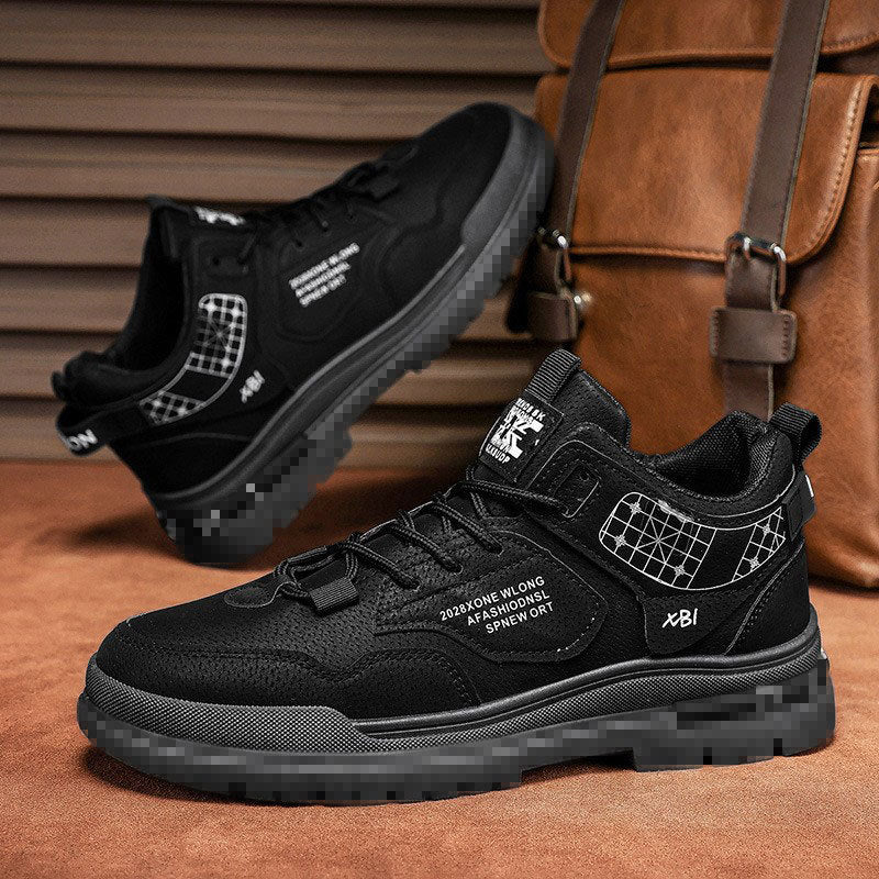 High-top boots 2026 spring new wear-resistant workwear non-slip men's hiking casual shoes, versatile outdoor height-increasing shoes
