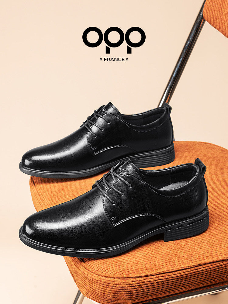 OPP men's shoes spring soft soles versatile business formal casual marriage old money feng leather black British leather shoes men