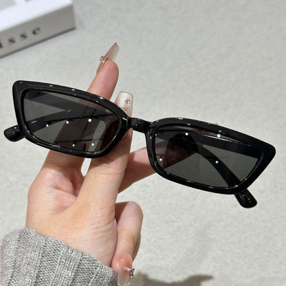 Narrow-frame European and American style sunglasses for women, stylish for photos, sophisticated long cat-eye sunglasses, trendy driving sunglasses for men