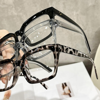 Square blue light blocking glasses, bare face rice spike glasses for men and women, high aesthetic value, versatile decorative flat light glasses for both European and American use