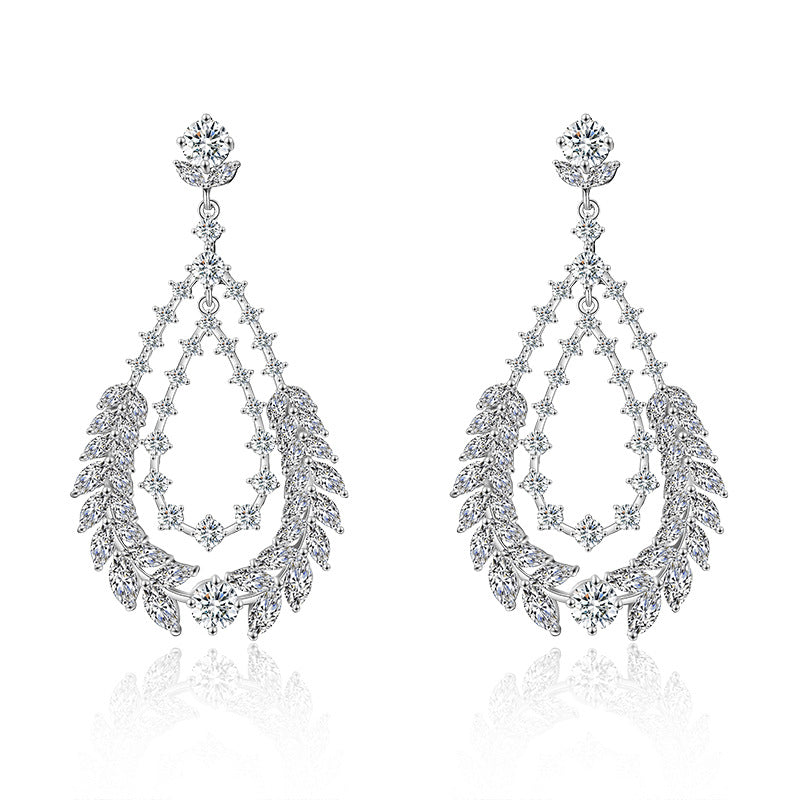 RAKOL European and American fashion classic exaggerated large earrings for women, exquisite versatile slightly inlaid zircon bridal earrings