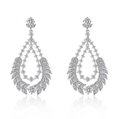 RAKOL European and American fashion classic exaggerated large earrings for women, exquisite versatile slightly inlaid zircon bridal earrings