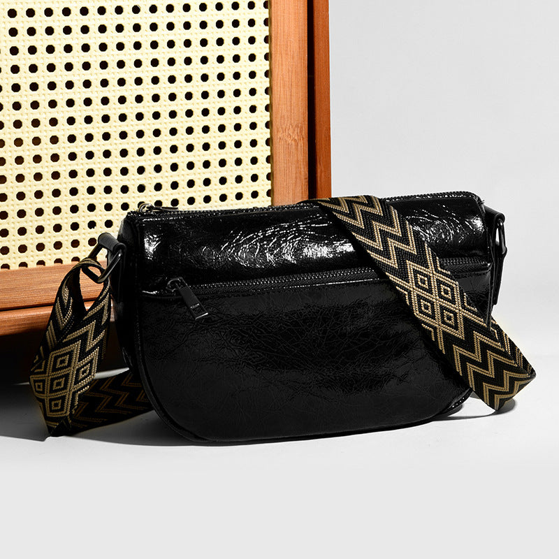 Internacional couro genuíno Bolsa elegante textura craquelada bolsa dumpling fashion acabamento sofisticado couro macio Bolsa para o dia a dia Bolsa transversal