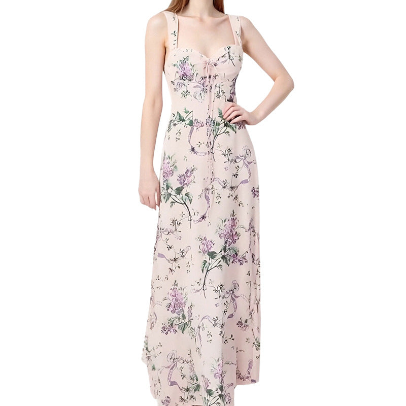 Vestido de verão justo francês com estampado da nova moda europeia e americana da Amazon, disponível em várias cores e tamanhos para o verão de 2025.