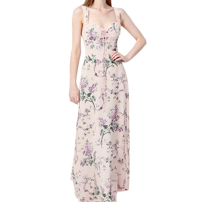 Vestido de verão justo francês com estampado da nova moda europeia e americana da Amazon, disponível em várias cores e tamanhos para o verão de 2025.