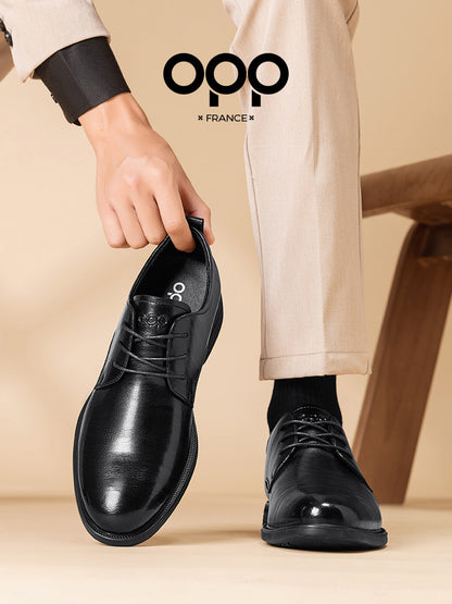 OPP men's shoes spring soft soles versatile business formal casual marriage old money feng leather black British leather shoes men