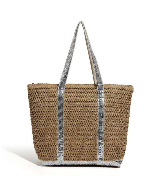Bag women's bag 2025 new beach bag straw bag large capacity resort style commuter shoulder woven tote bag batch
