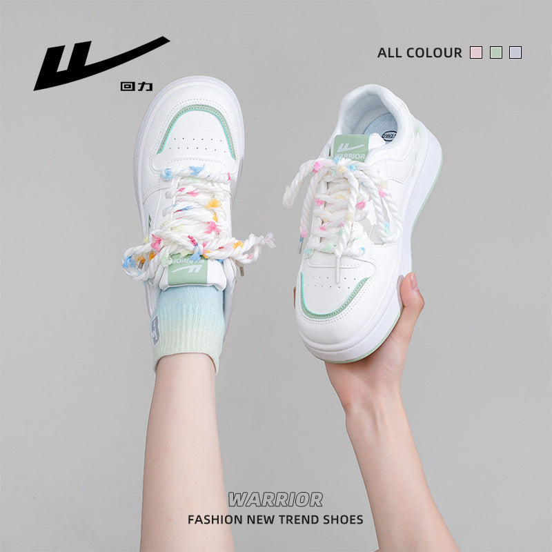Pull-back matcha green dopamine platform shoes lace-up breathable tie-dye student warm shoes color blocking high-value women's shoes