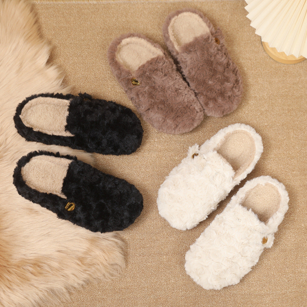 Cross-border cotton slipper-soled shoes Teddy rope buckle adjustable all-inclusive heel autumn and winter cotton shoes for cross-border wholesale