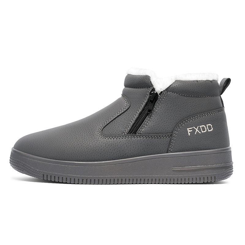 2025 Autumn/Winter New Men's Casual Snow Boots, Fleece-Lined Thickened Winter Warm Cotton Shoes, Outdoor Anti-Skiing Boots