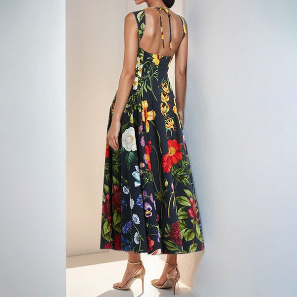 European and American foreign trade women's clothing 2025 independent station spring new temperament elegant sleeveless print sexy casual dress