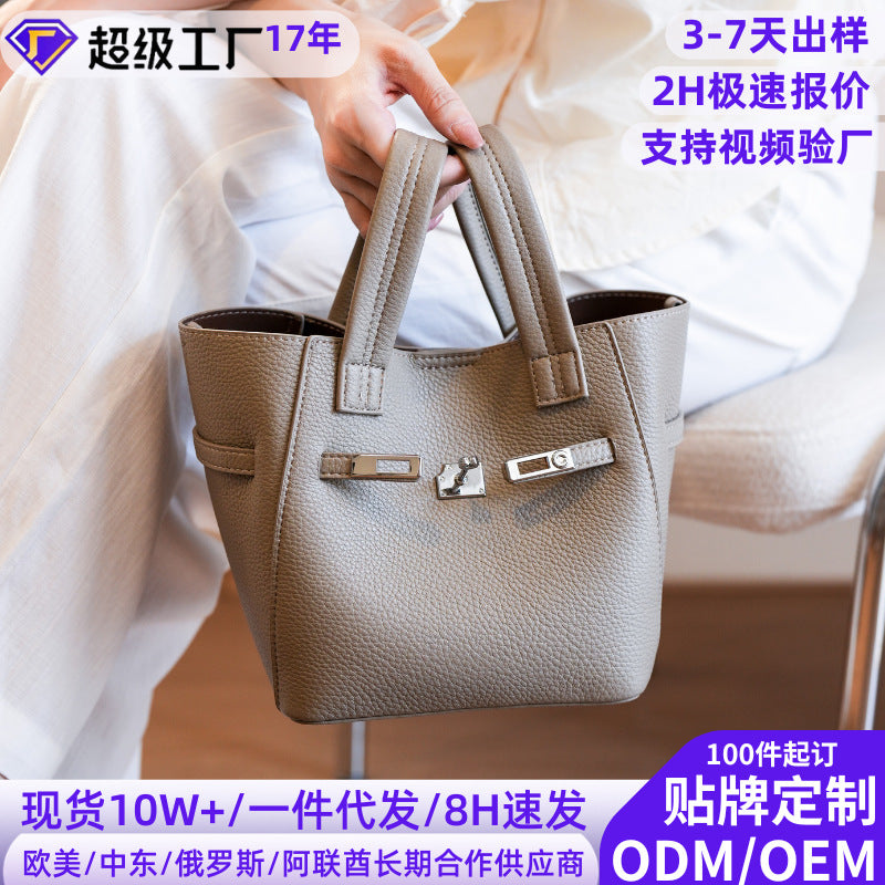 Internacional atacado Bolsa bucket feminina Novo modelo Grande capacidade bolsa cesta exclusiva vintage Bolsa de mão transversal Bolsa fábrica