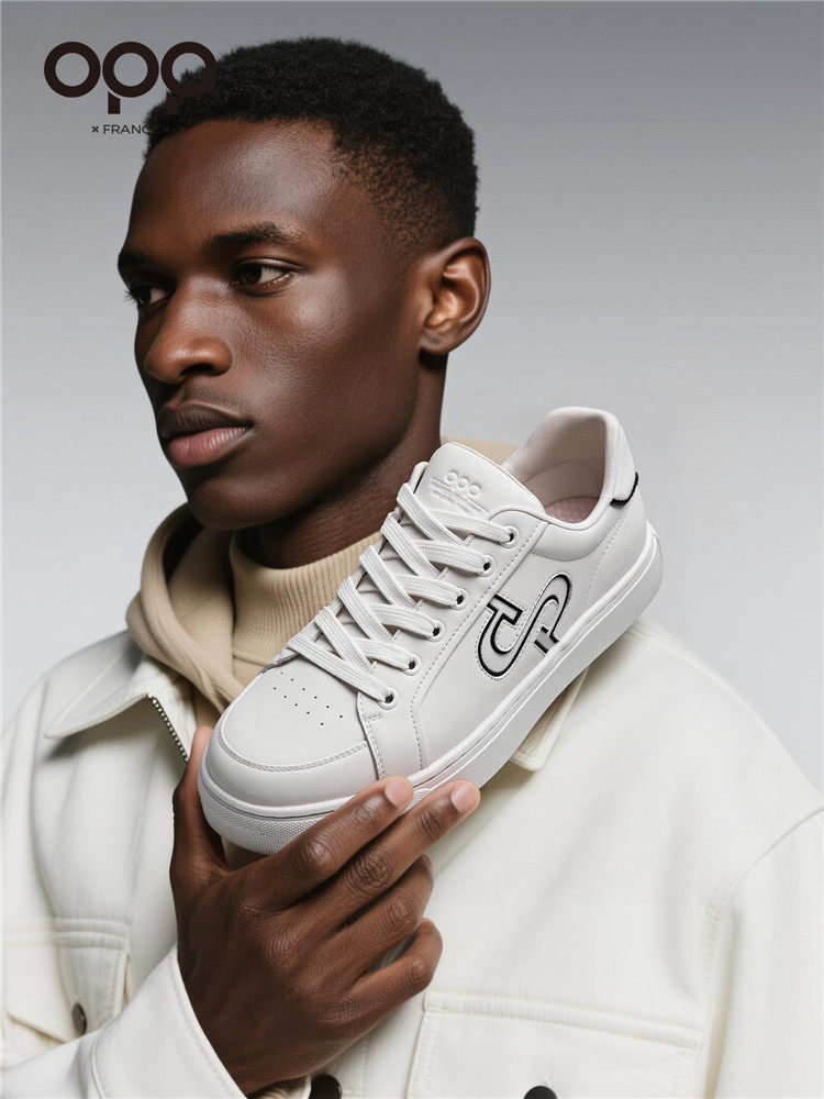 OPP men's shoes spring low-top versatility leather light luxury white shoes casual sports light trend comfortable plate shoes for men