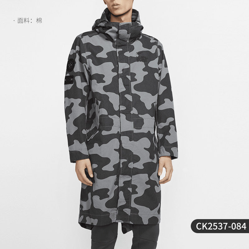 Nike Official Genuine 2025 Winter Men's Hooded Print Midi Jacket CK2537-072