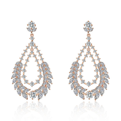 RAKOL European and American fashion classic exaggerated large earrings for women, exquisite versatile slightly inlaid zircon bridal earrings