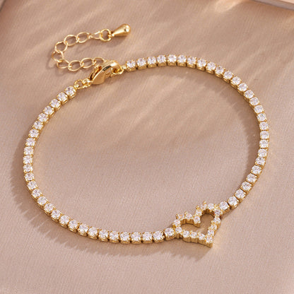 Cross-border European and American full diamond light luxury bracelet, niche design, light luxury style diamond-set zircon tennis ball bracelet for women, never fades