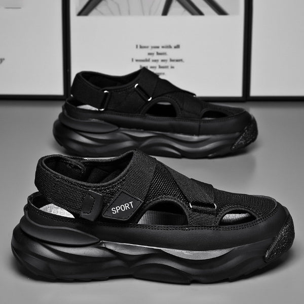 2026 New Cross-border Plus Size Men's Sandals, Casual Versatile Shoes, Youth Breathable Trendy Hollow Velcro Shoes