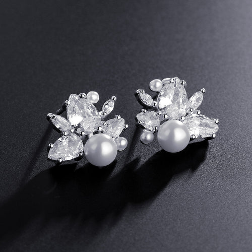 Korean exquisite compact design light luxury high-end pearl zircon earrings for women, personalized minimalist fashionable versatile stud earrings