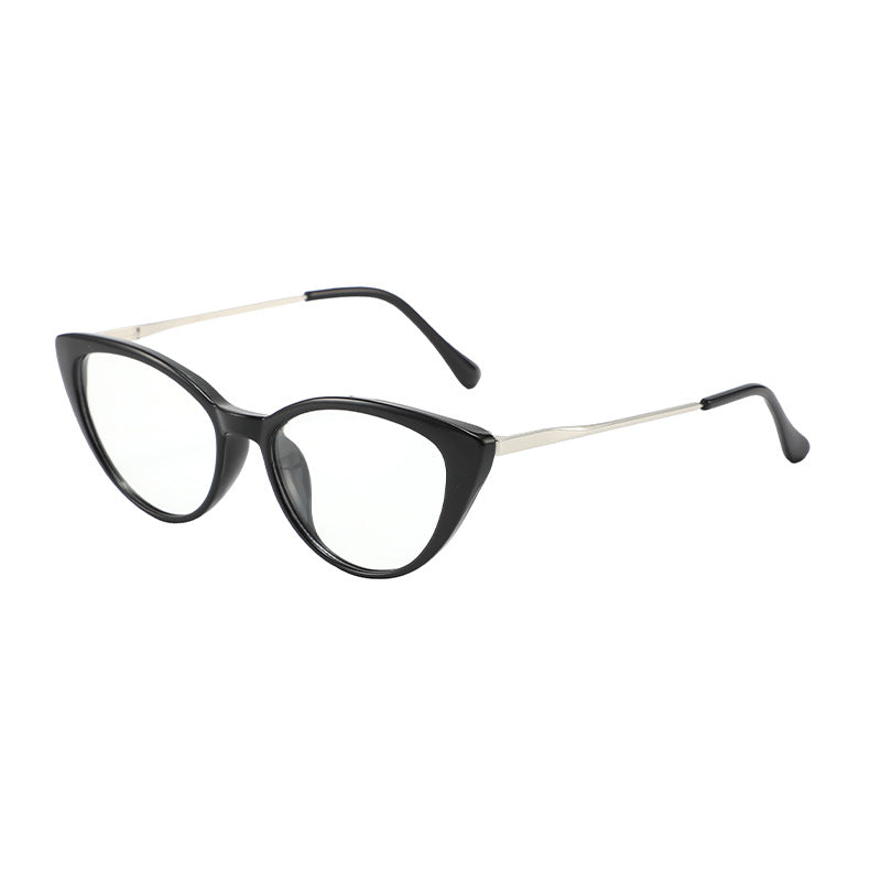 Vintage cat-eye flat mirrors for women, small bare face, ultra-light glasses, fashionable and versatile, compatible with prescription glasses frames