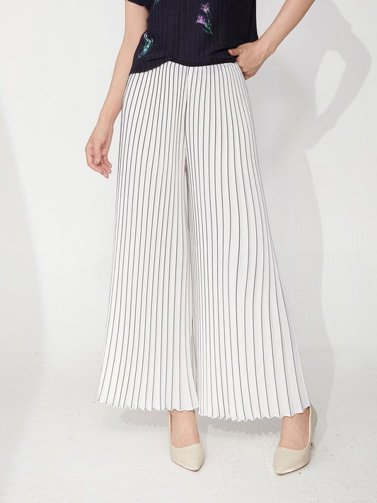 女裤夏季薄款休闲裤垂坠感宽松大码松紧腰百搭裤裙时尚三宅阔腿裤