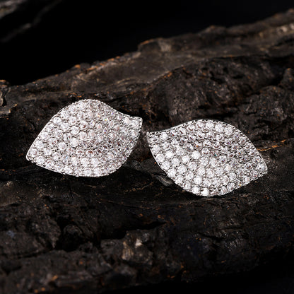 2026 New European and American Folded Petal Earrings, Sophisticated and Exquisite Zircon Earrings, Elegant Accessories, Copper Inlaid Zircon