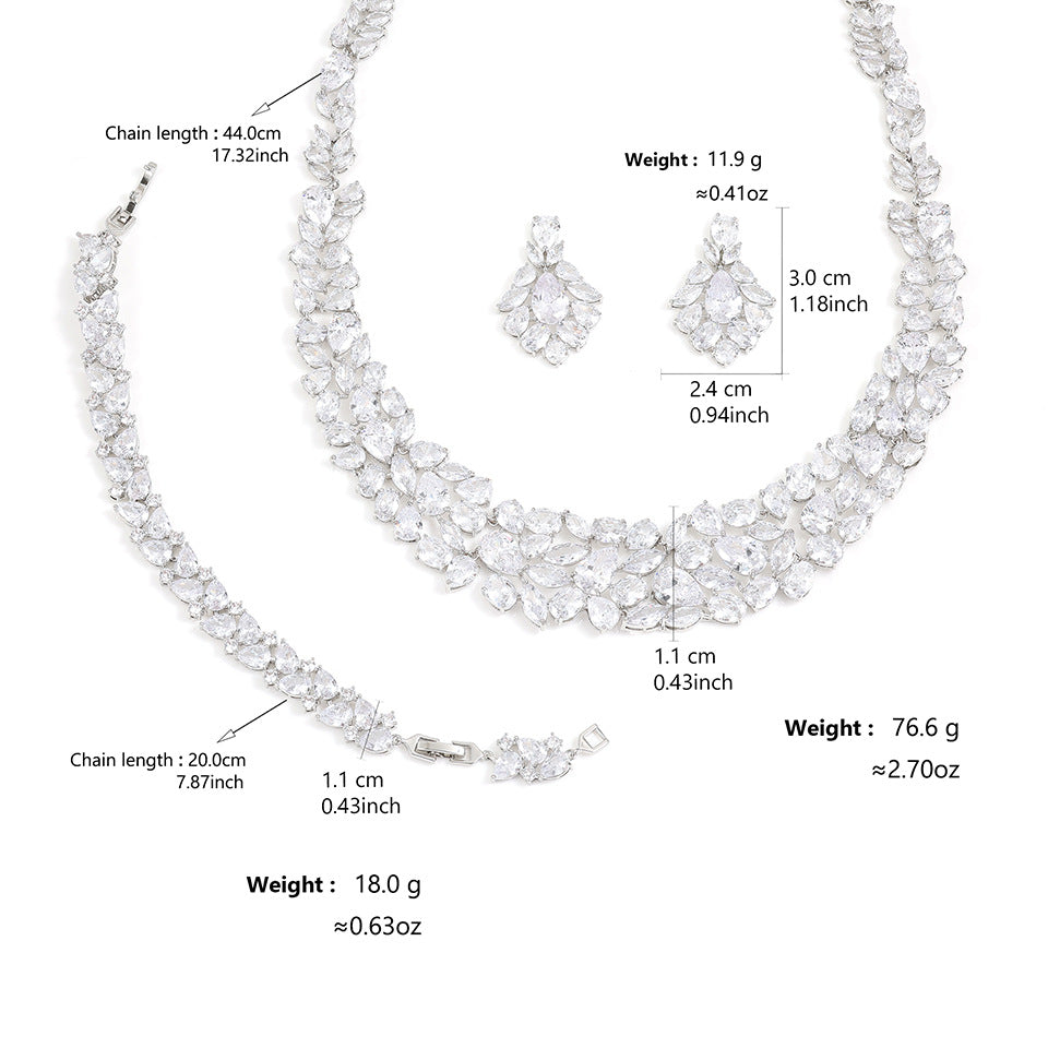 RAKOL explosive set fashionable and brilliant full of diamonds zircon water drop necklace earrings bridal wedding accessories for women