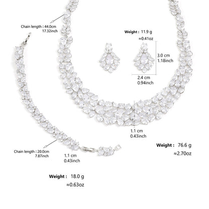RAKOL explosive set fashionable and brilliant full of diamonds zircon water drop necklace earrings bridal wedding accessories for women