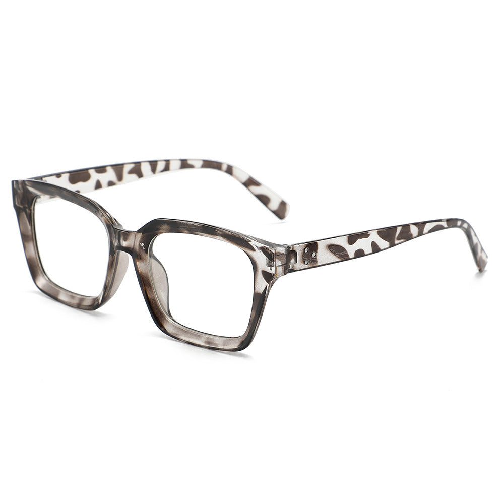 Square blue light blocking glasses, bare face rice spike glasses for men and women, high aesthetic value, versatile decorative flat light glasses for both European and American use