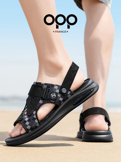 OPP Sandals Men's 2026 New Summer Outdoor Soft-Sole Driver Driving Shoes Non-slip and Anti-odor Dual-purpose Beach Shoes