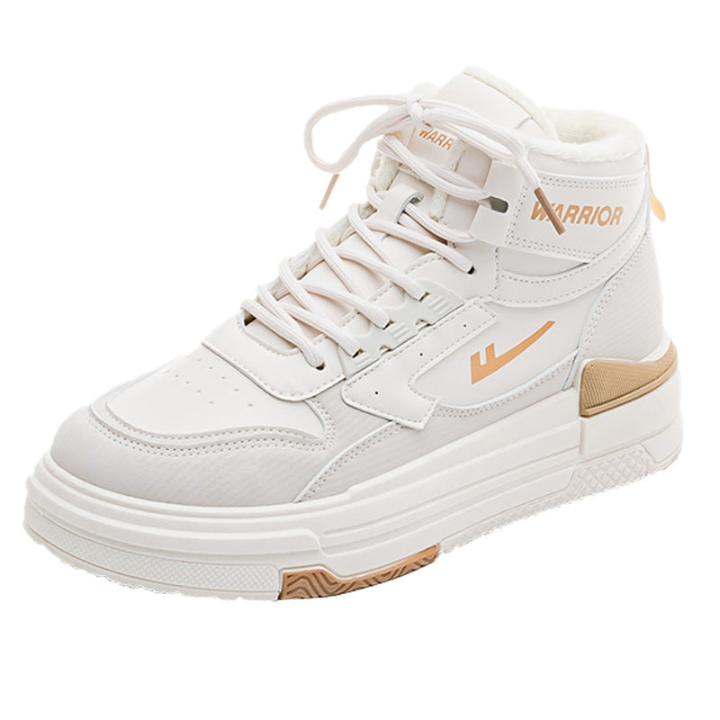 Pull-back color-blocked platform shoes, comfortable board shoes, simple high-top spring new single shoes, versatile daily preppy style women's shoes